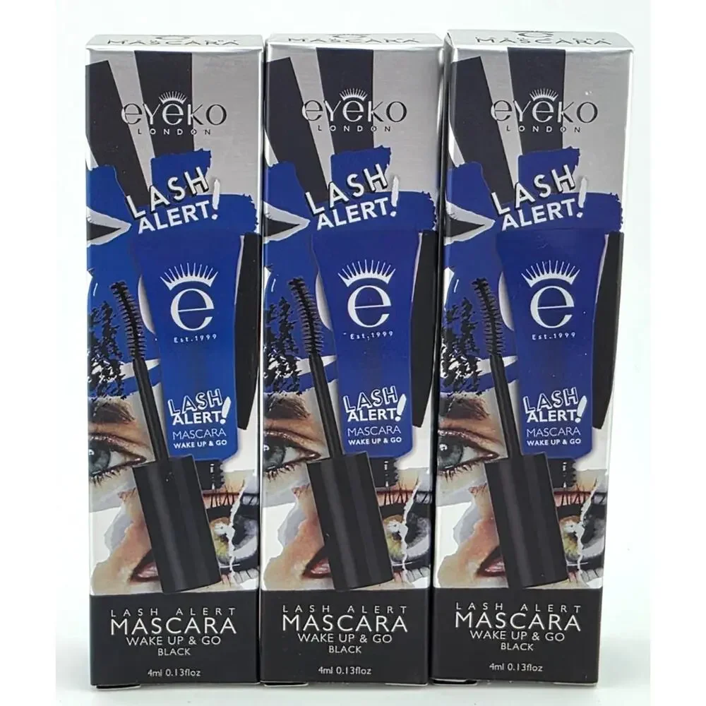 3x Eyeko Lash Alert Wake Up & Go BLACK Mascara .13 oz/4ml Each Travel Size *T981